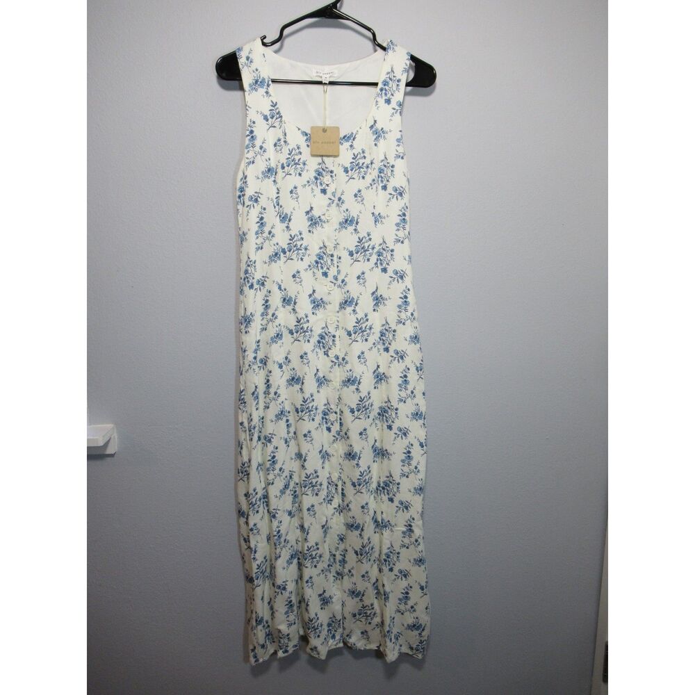 Blu Pepper Floral Sleeveless Button Front Midi Dress Size M Cottagecore NWT